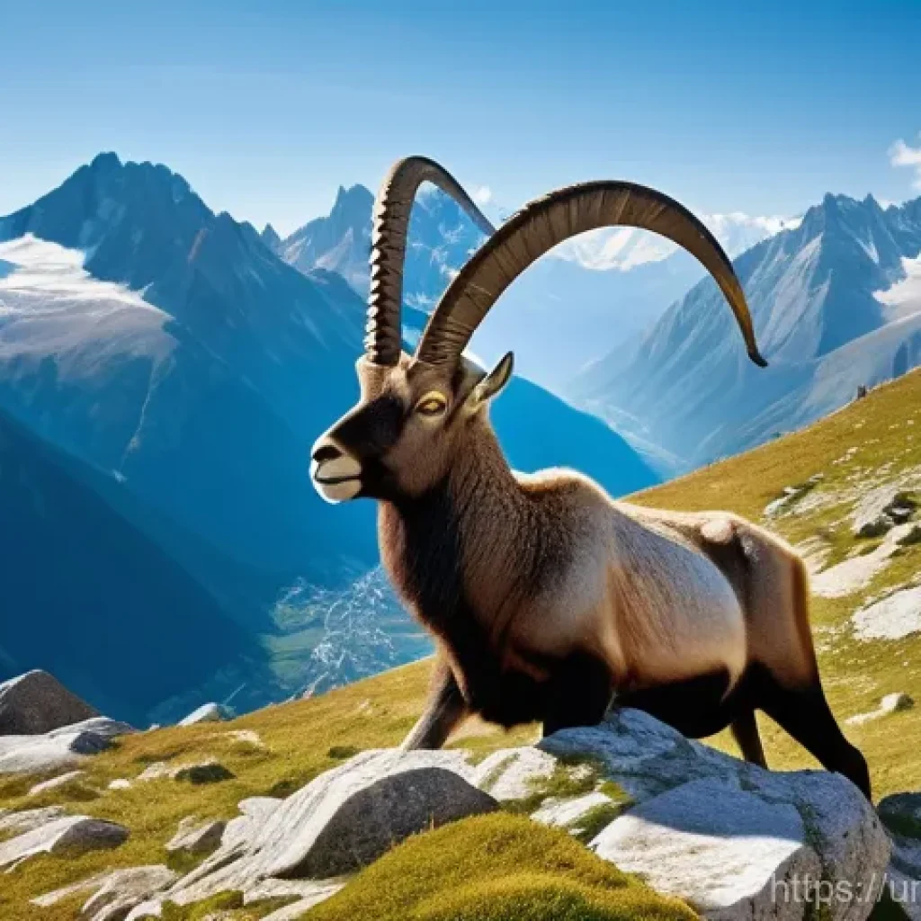 오스트리아의 희귀 동물 - **Prompt 1: Majestic Alpine Ibex on a Craggy Peak**
"A majestic Alpine Ibex, with impressively l...
