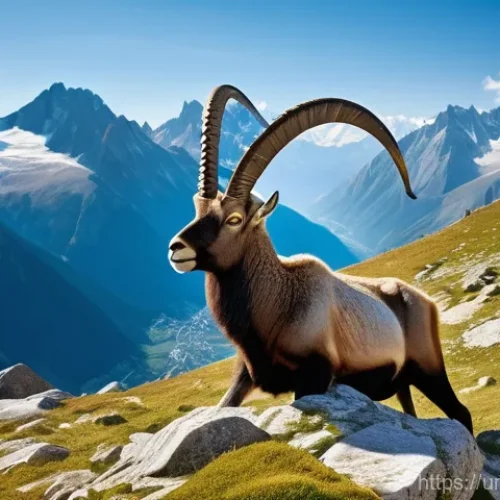 Home 17 오스트리아의 희귀 동물 - **Prompt 1: Majestic Alpine Ibex on a Craggy Peak**
"A majestic Alpine Ibex, with impressively l...
