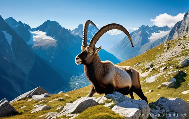 오스트리아의 희귀 동물 - **Prompt 1: Majestic Alpine Ibex on a Craggy Peak**
    "A majestic Alpine Ibex, with impressively l...
