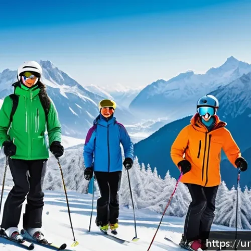 Home 31 오스트리아의 국민 스포츠 - A vibrant winter scene in the Austrian Alps showcasing a group of skiers dressed in colorful, warm s...