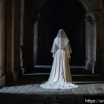 Home 18 오스트리아의 유령 이야기 - A mysterious nighttime scene inside Hofburg Castle in Vienna, featuring dimly lit ancient stone corr...